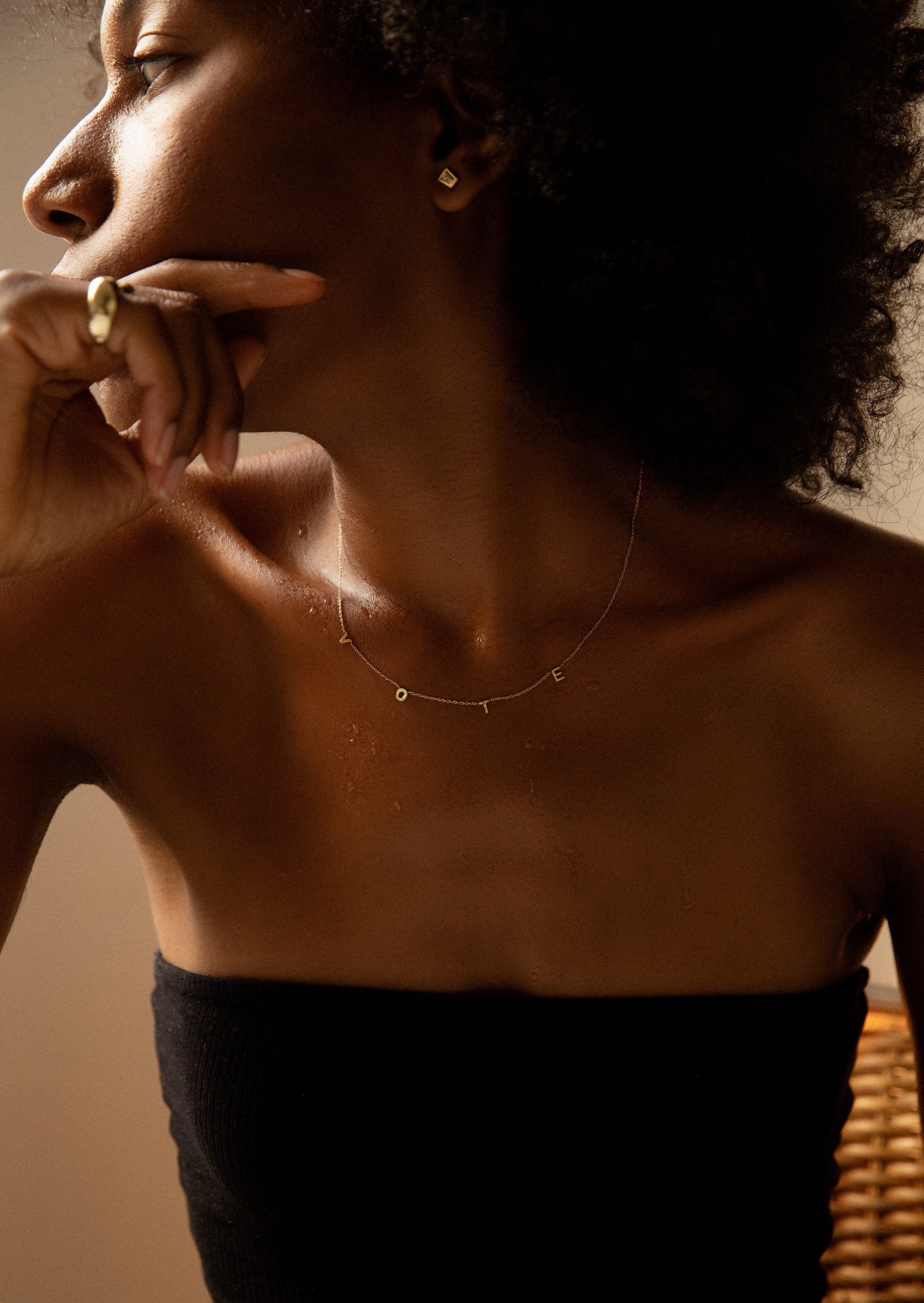 alt="Dear Kaia Initial Necklace 'vote'"