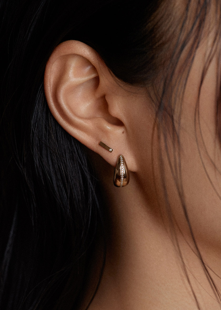 alt="Pavé Diamond Teardrop Hoop Earrings"