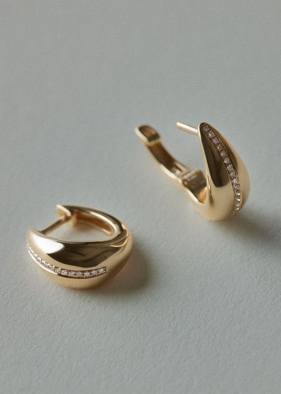 alt="Pavé Diamond Teardrop Hoop Earrings"
