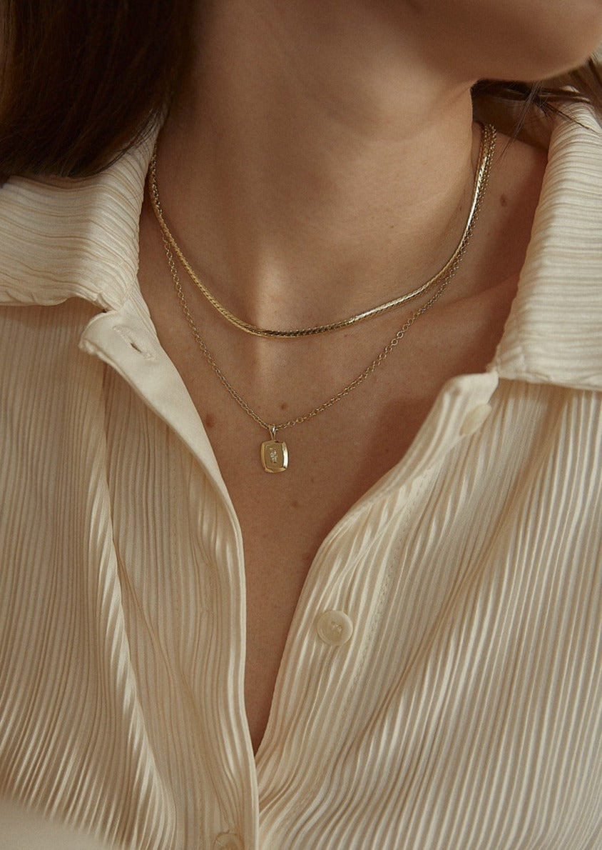 Cable Rolo Chain Necklace Yellow Gold