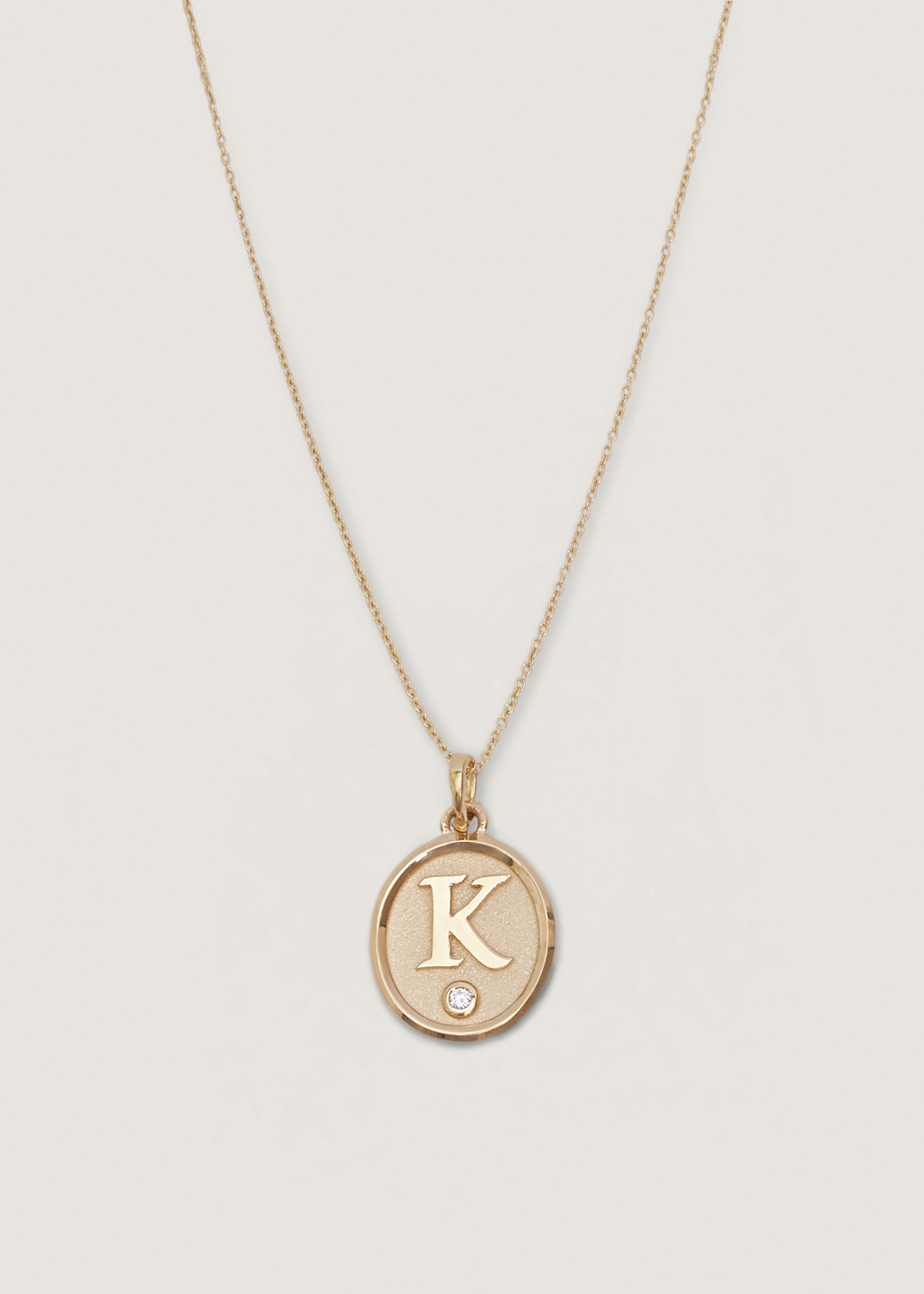 alt="Love Letter Diamond Pendant with rolo chain"