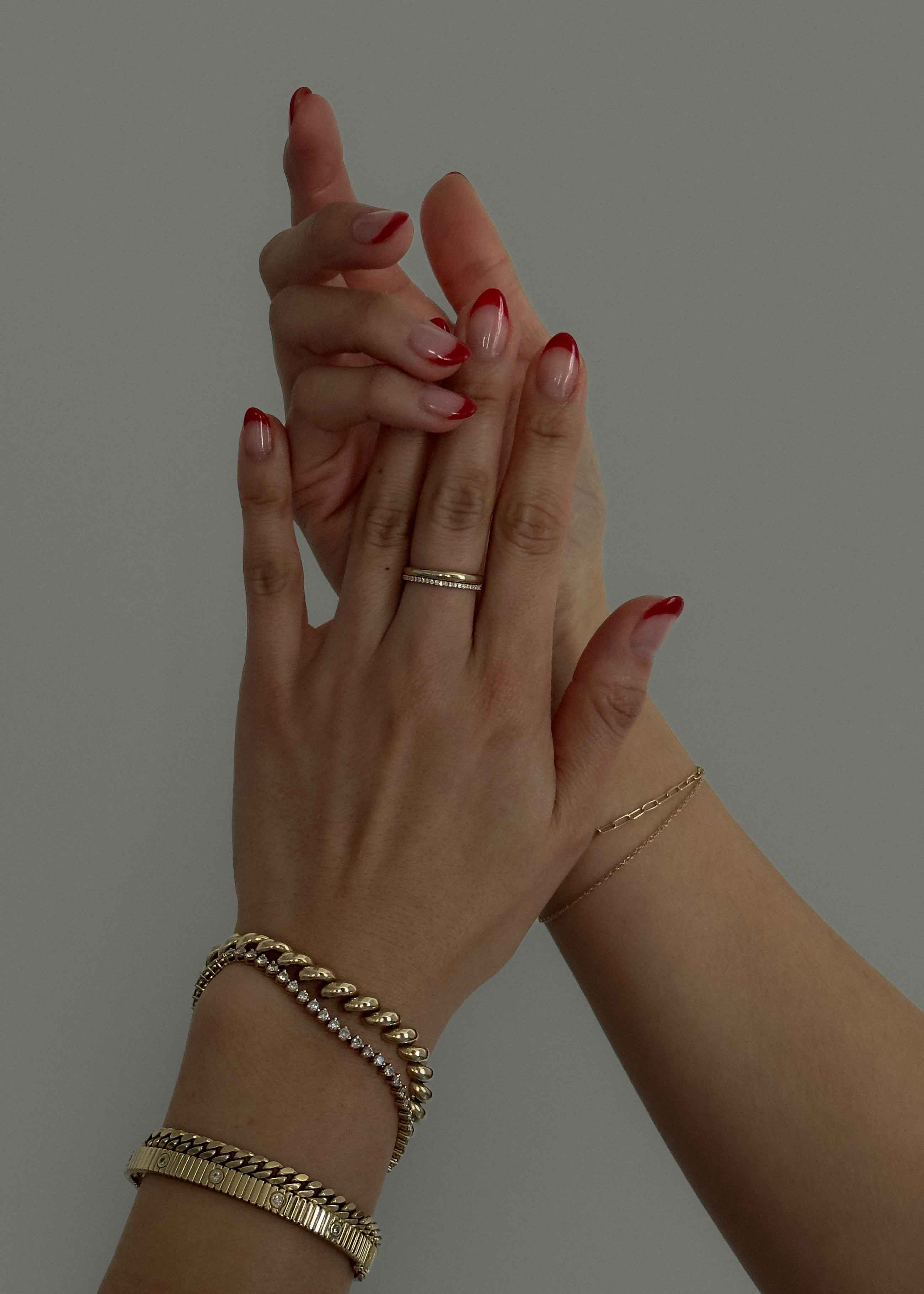 alt="Pauline Ellipse & Dahlia Micro Pavé Ring Stack"