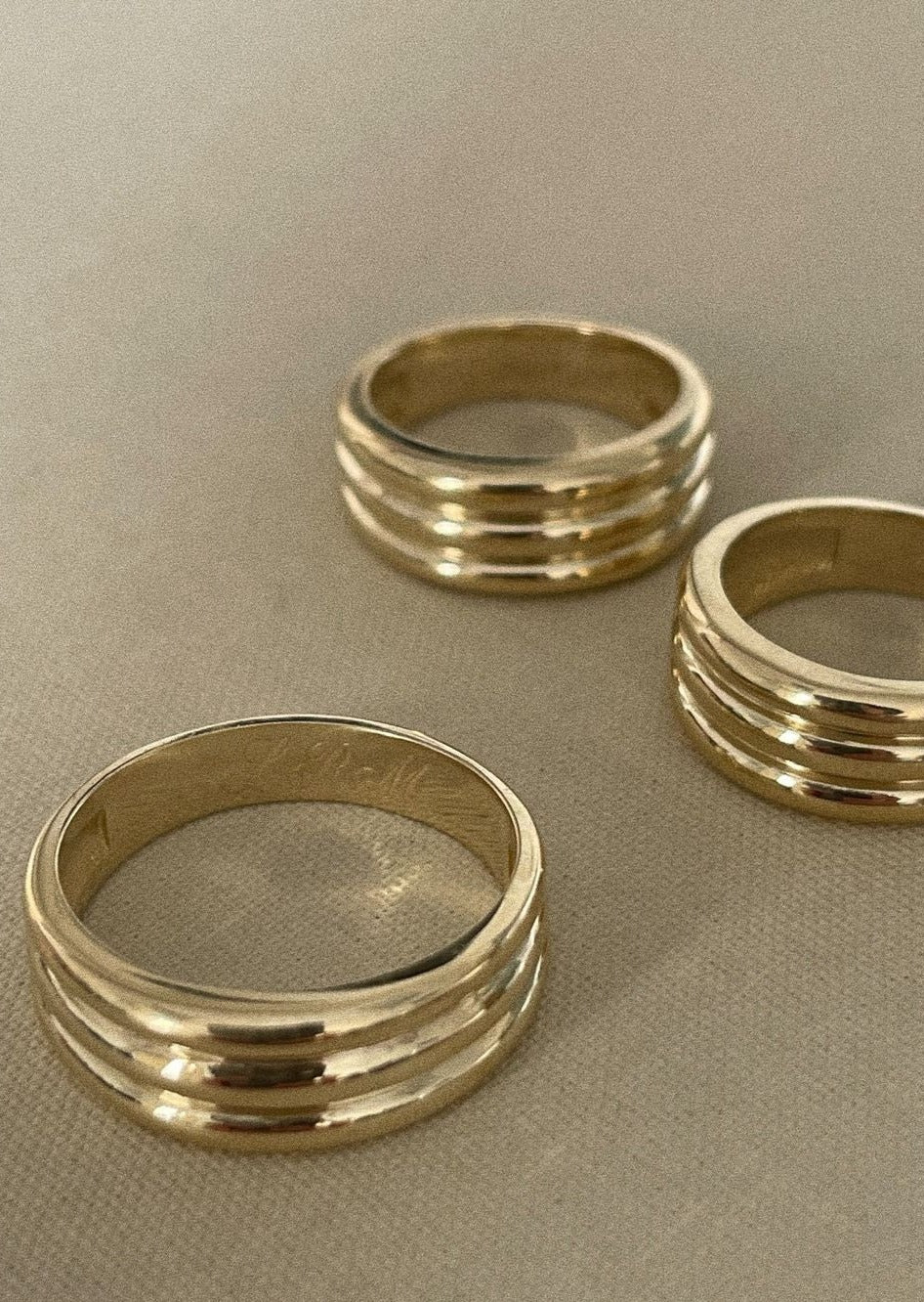 alt="three Françoise Stacked Ellipse Rings I"